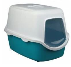 TRIXIE Katzentoilette Vico Mit Haube In Türkis/weiß
