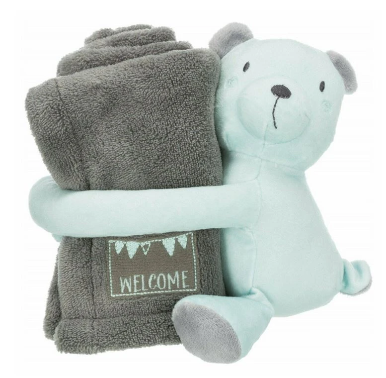 TRIXIE Junior Kuschelset Mit Bär 75x50cm In Grau 2 TRIXIE Junior Kuschelset Mit Bär 75x50cm In Grau – Bild 2